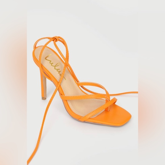 Lulu’s Simonee Orange Lace-Up High Heel Sandals * worn once * size 6 - Picture 5 of 7